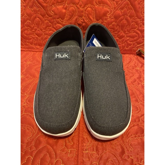 Huk Shoes Classic Brewster Slip On Loafers Canvas Beach NWT Gray Women 9 Men 7 - Picture 1 of 4